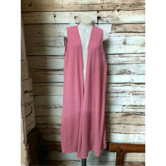 LuLaRoe Women’s long vest sweater Open Sleeveless Cardigan Duster‎ Pink  size XS - Picture 1 of 13